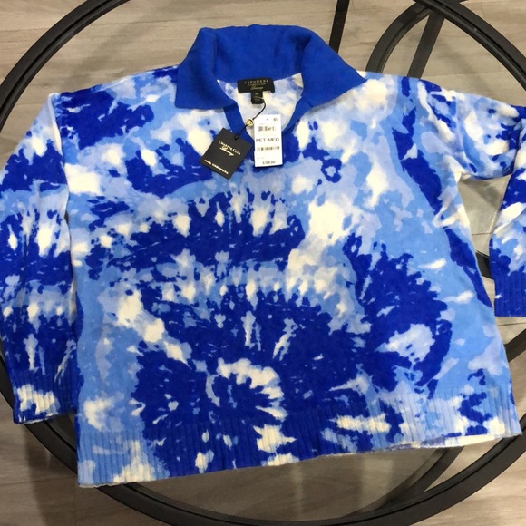 Charter club luxury tye dye blue and white cashmere sweater - Picture 4 of 6